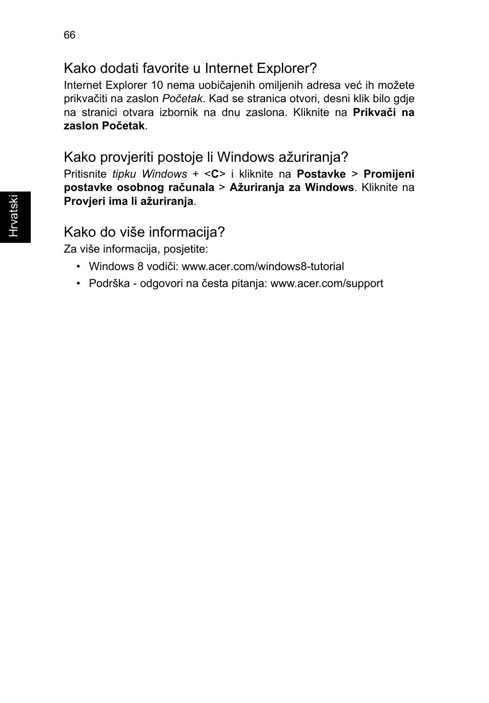 Kako dodati favorite u internet explorer, Kako provjeriti postoje li windows ažuriranja, Kako do više informacija | Acer TravelMate P653-V User Manual | Page 1656 / 2742