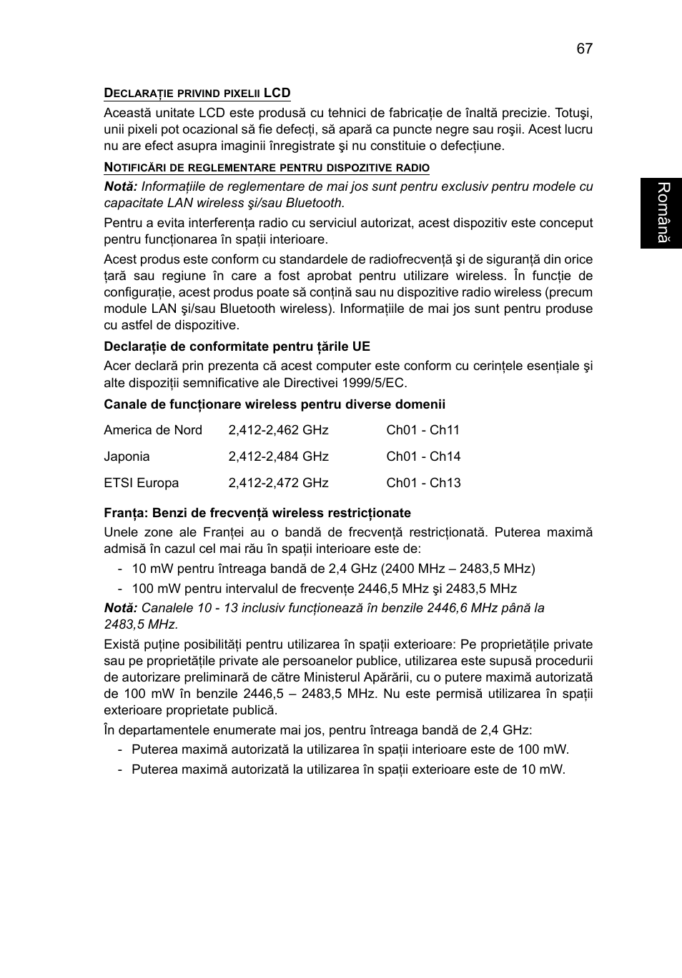 Român ă | Acer TravelMate P653-V User Manual | Page 1749 / 2742