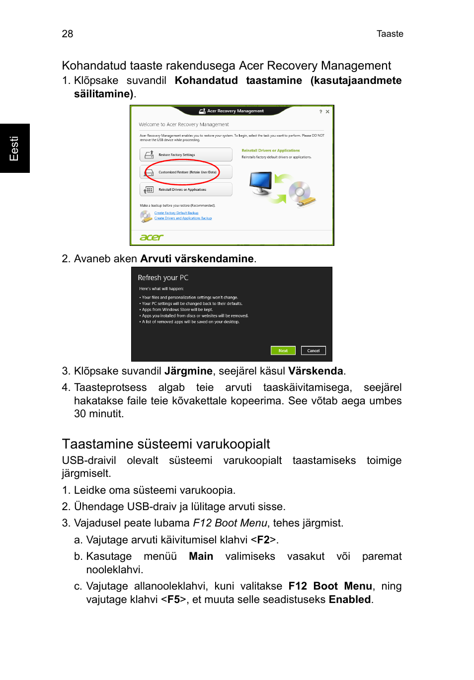 Taastamine süsteemi varukoopialt | Acer TravelMate P653-V User Manual | Page 1894 / 2742