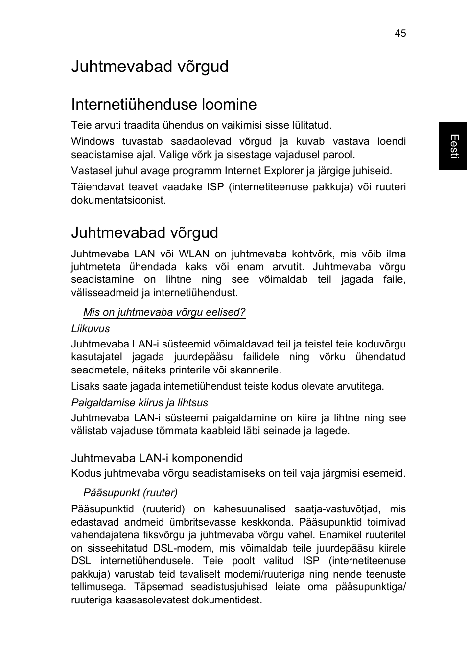 Juhtmevabad võrgud, Internetiühenduse loomine | Acer TravelMate P653-V User Manual | Page 1911 / 2742