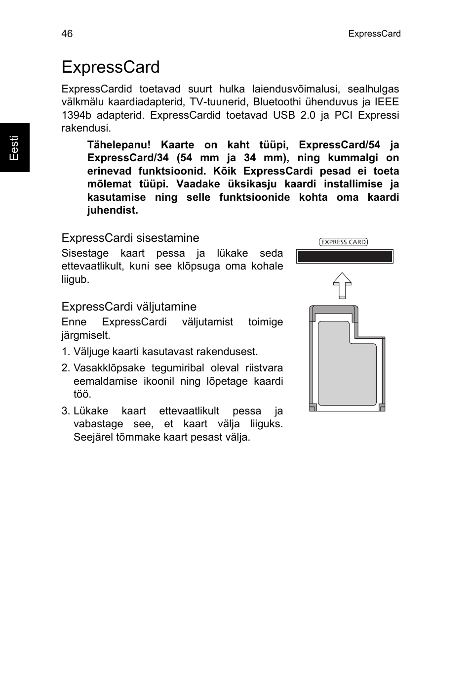 Expresscard, Expresscard 46 | Acer TravelMate P653-V User Manual | Page 1912 / 2742