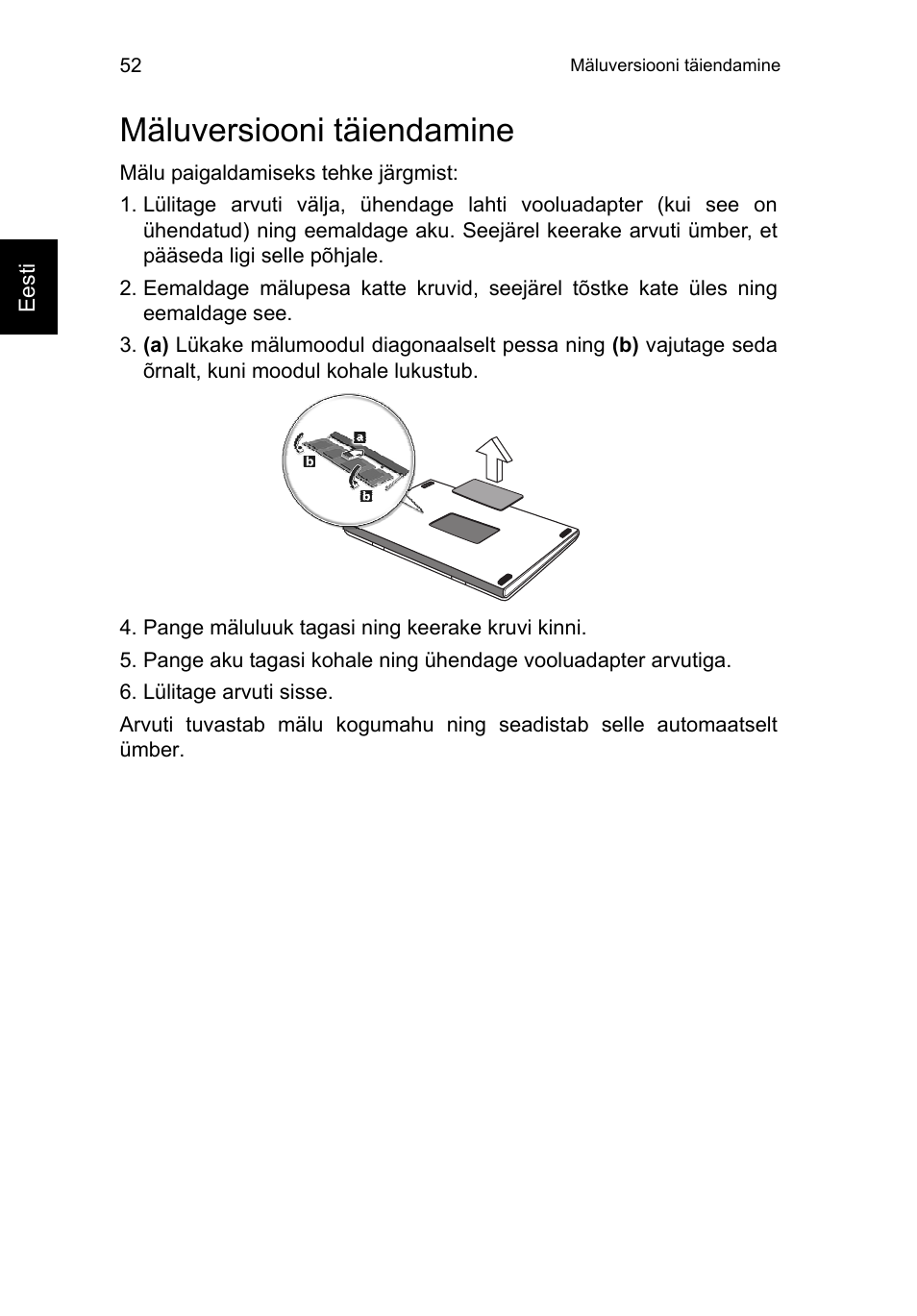 Mäluversiooni täiendamine | Acer TravelMate P653-V User Manual | Page 1918 / 2742