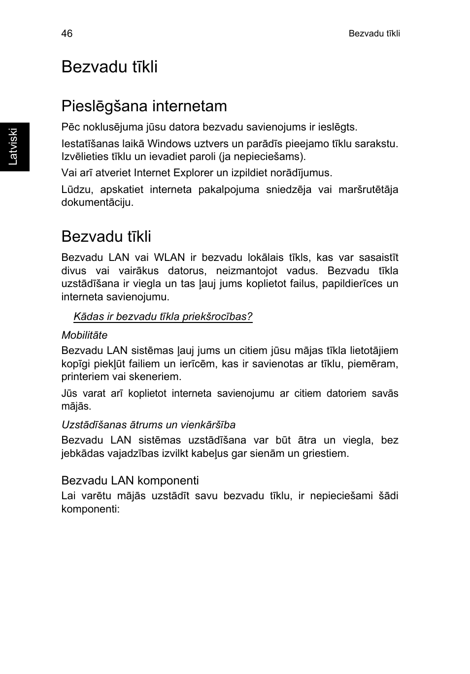 Bezvadu tīkli, Pieslēgšana internetam | Acer TravelMate P653-V User Manual | Page 2002 / 2742