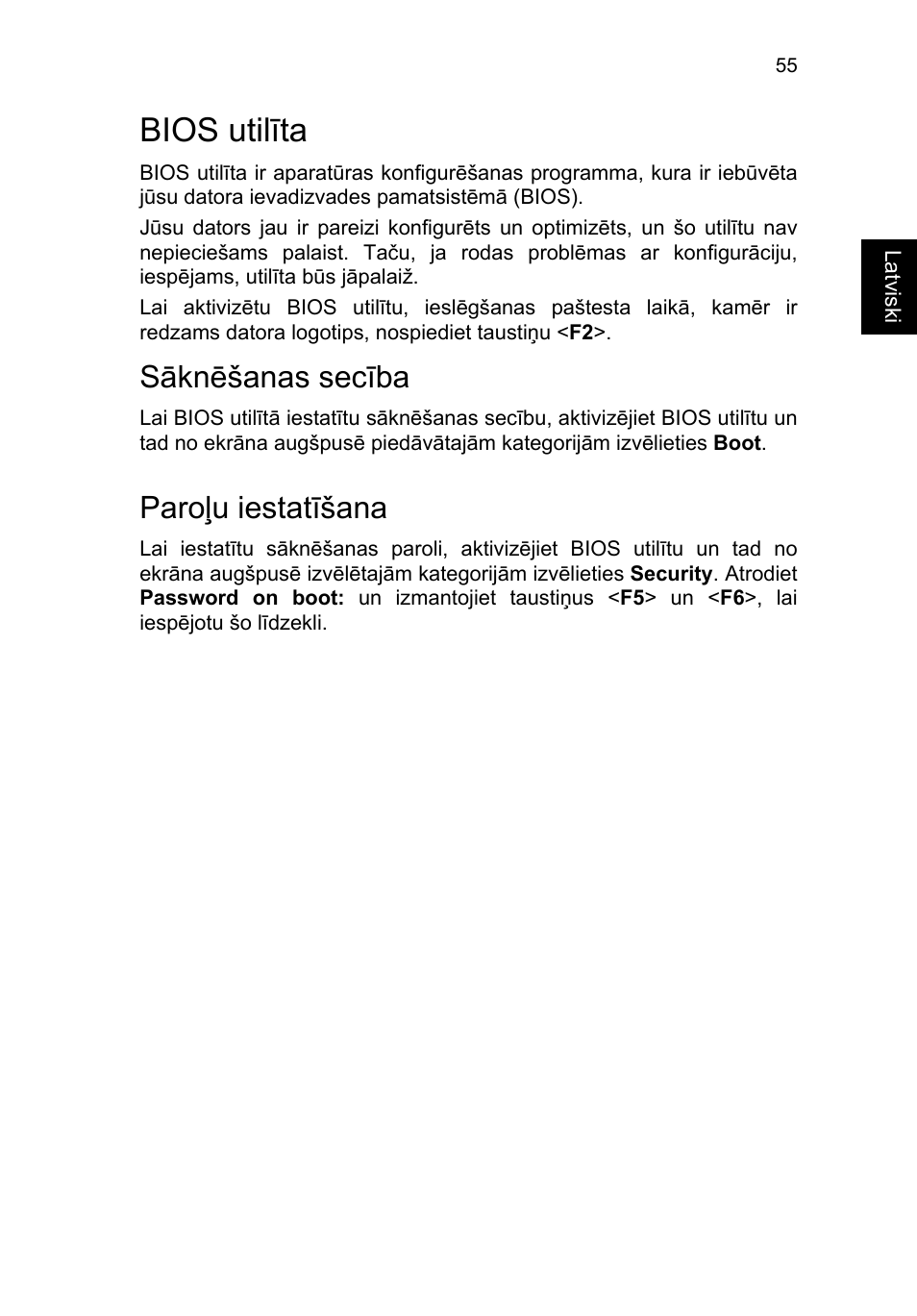Bios utilīta, Sāknēšanas secība, Paroļu iestatīšana | Acer TravelMate P653-V User Manual | Page 2011 / 2742