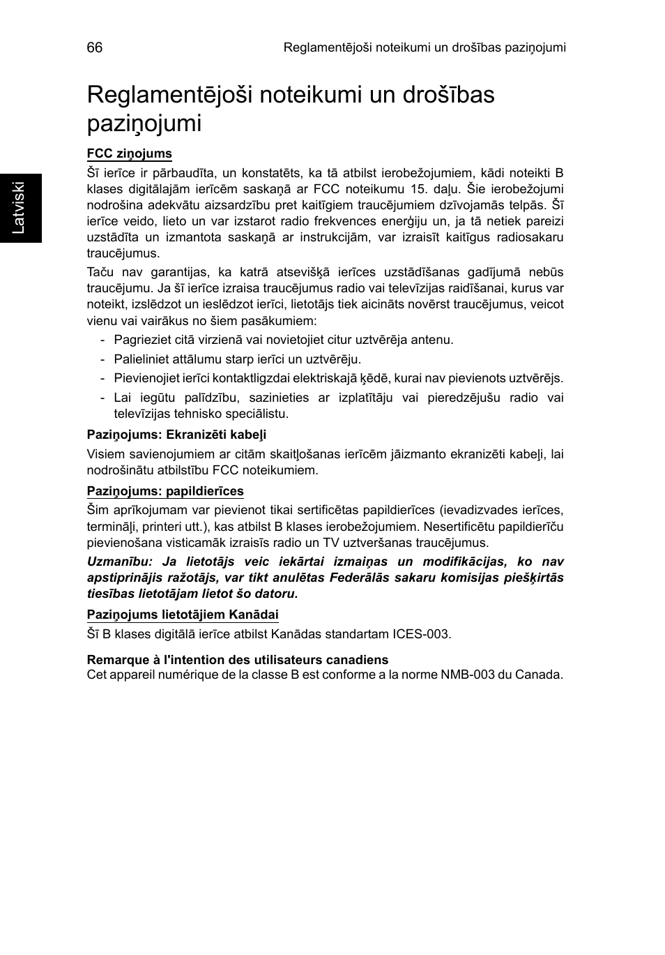 Reglamentējoši noteikumi un drošības paziņojumi | Acer TravelMate P653-V User Manual | Page 2022 / 2742