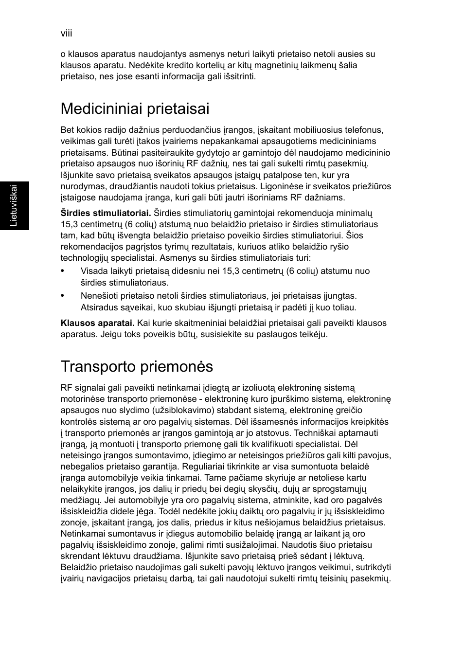 Medicininiai prietaisai, Transporto priemonės | Acer TravelMate P653-V User Manual | Page 2036 / 2742
