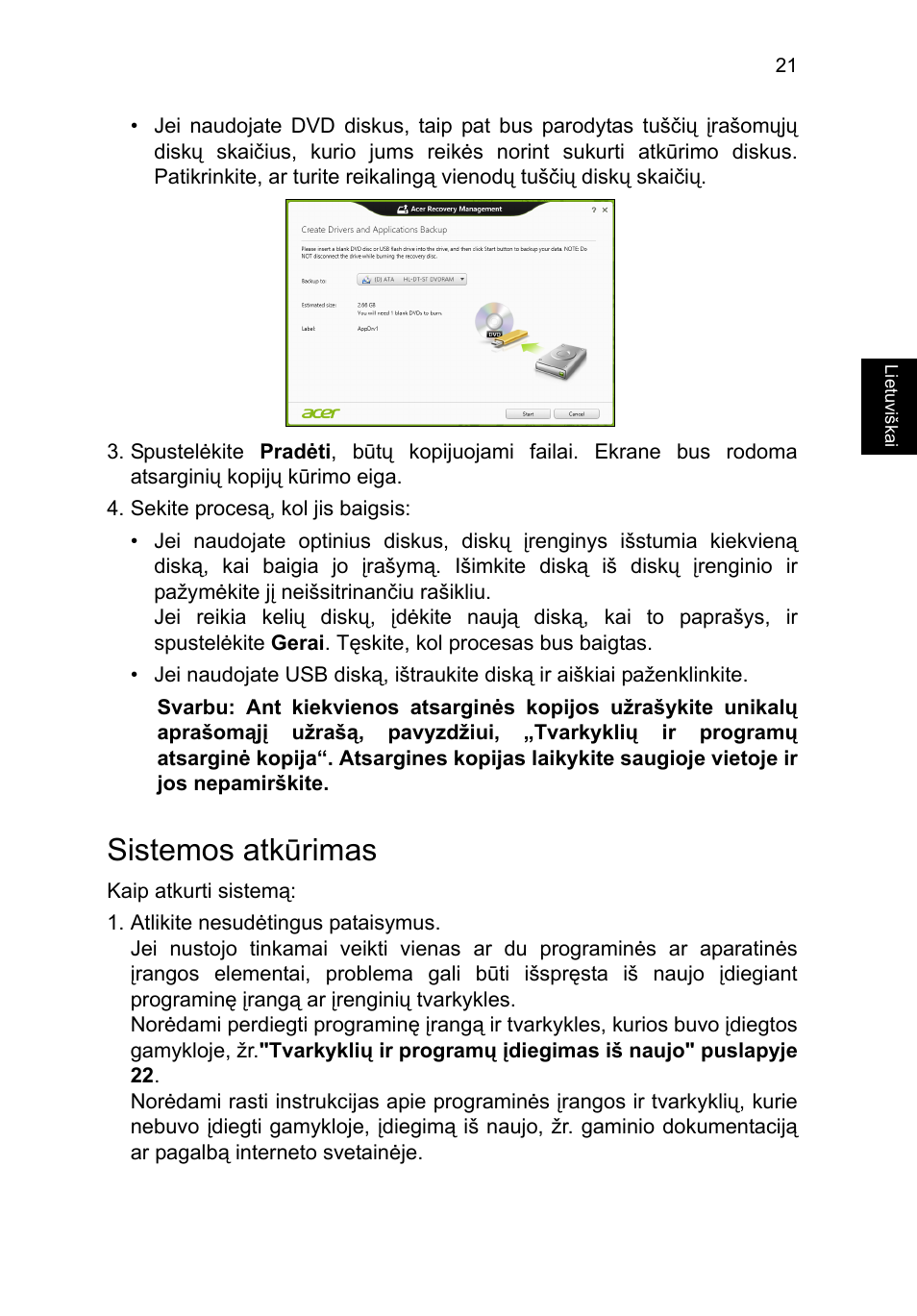 Sistemos atkūrimas | Acer TravelMate P653-V User Manual | Page 2069 / 2742
