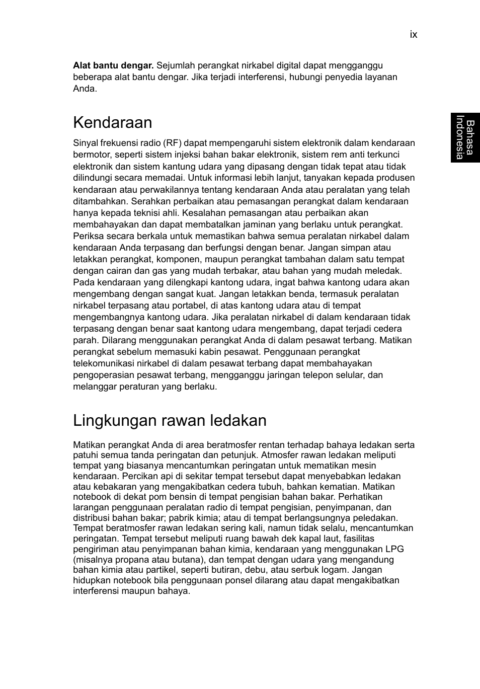 Kendaraan, Lingkungan rawan ledakan | Acer TravelMate P653-V User Manual | Page 2565 / 2742