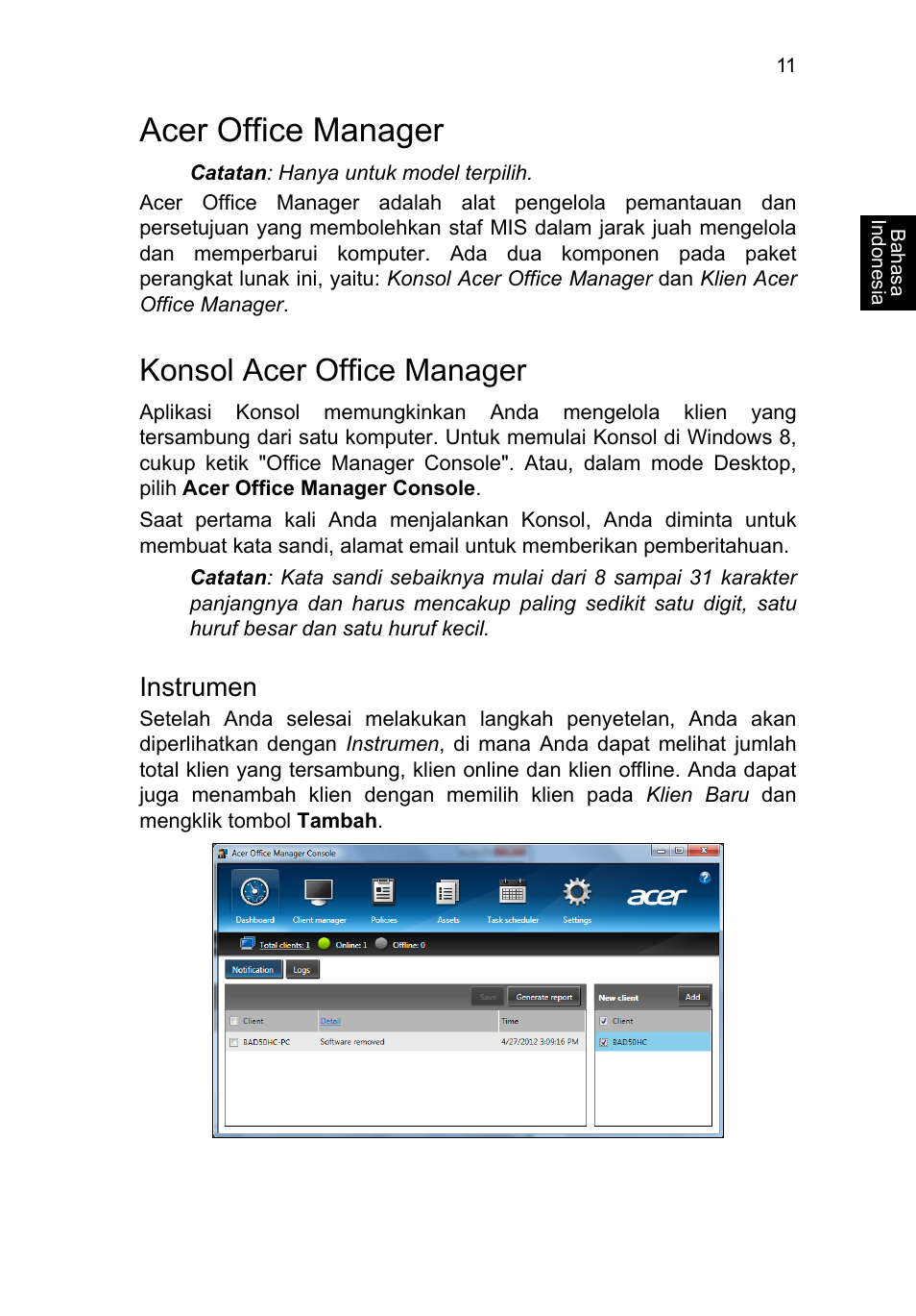 Acer office manager, Konsol acer office manager, Instrumen | Acer TravelMate P653-V User Manual | Page 2587 / 2742