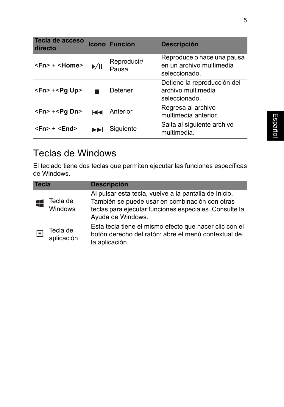 Teclas de windows | Acer TravelMate P653-V User Manual | Page 401 / 2742