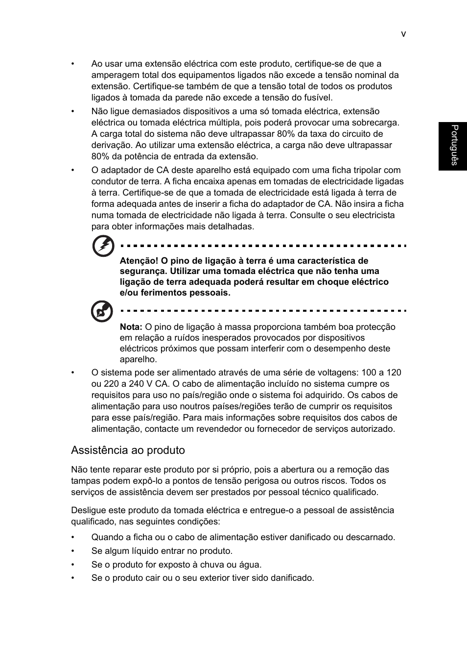 Portugu ês, Assistência ao produto | Acer TravelMate P653-V User Manual | Page 473 / 2742