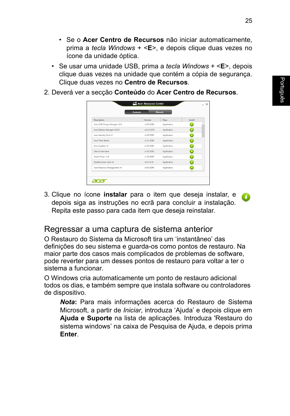 Regressar a uma captura de sistema anterior | Acer TravelMate P653-V User Manual | Page 513 / 2742