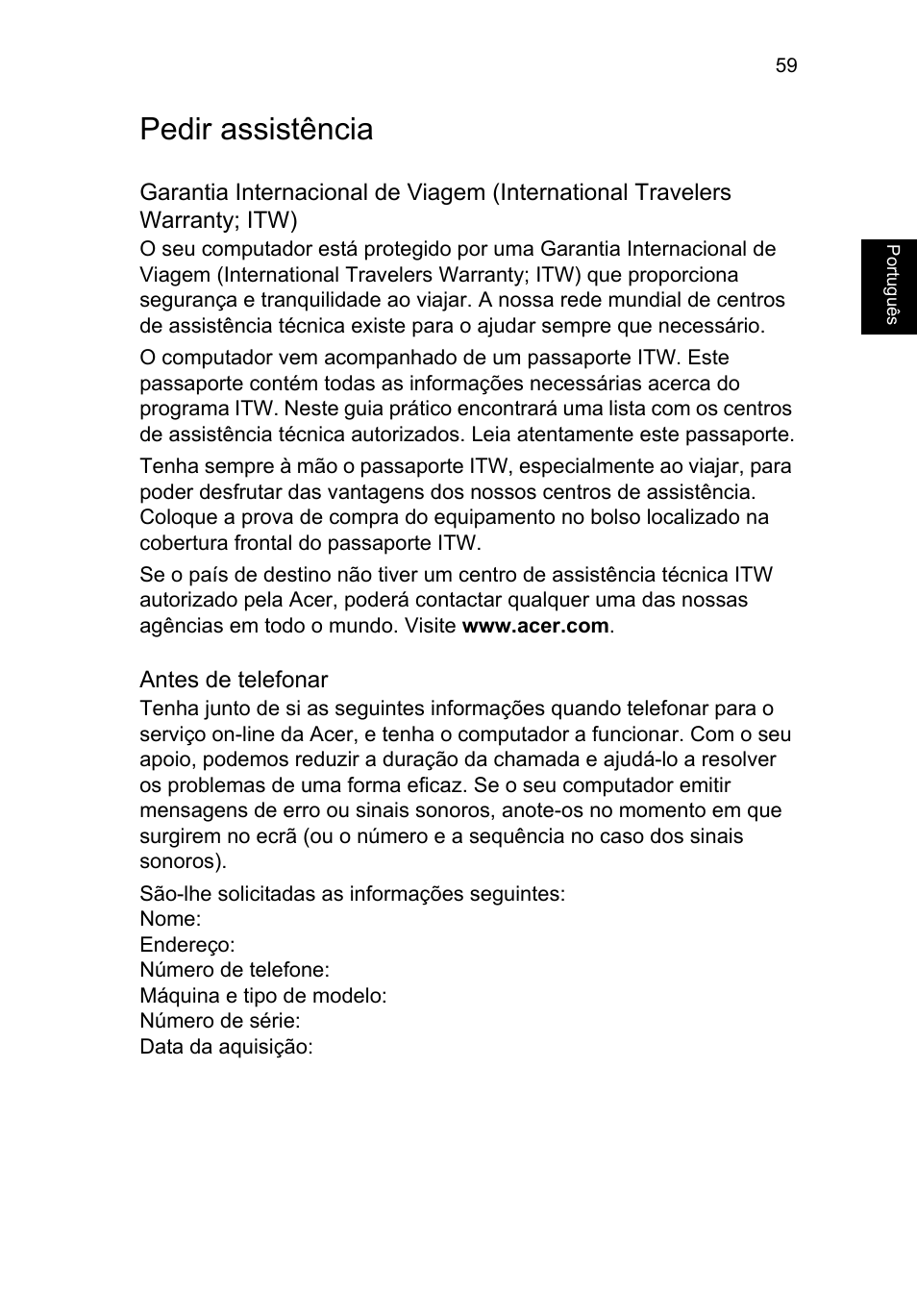Pedir assistência | Acer TravelMate P653-V User Manual | Page 547 / 2742