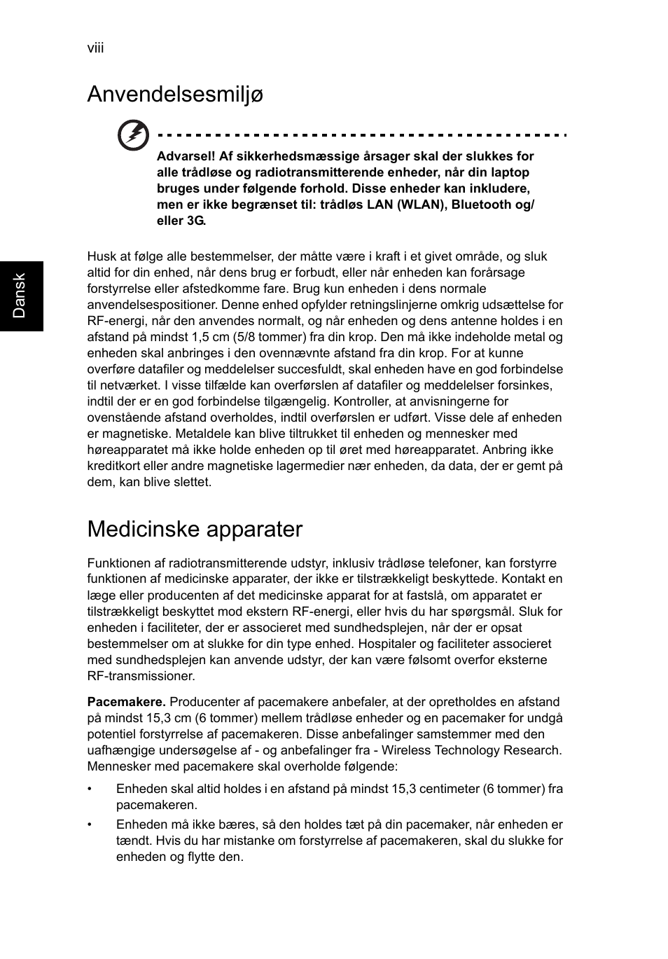 Anvendelsesmiljø, Medicinske apparater | Acer TravelMate P653-V User Manual | Page 750 / 2742