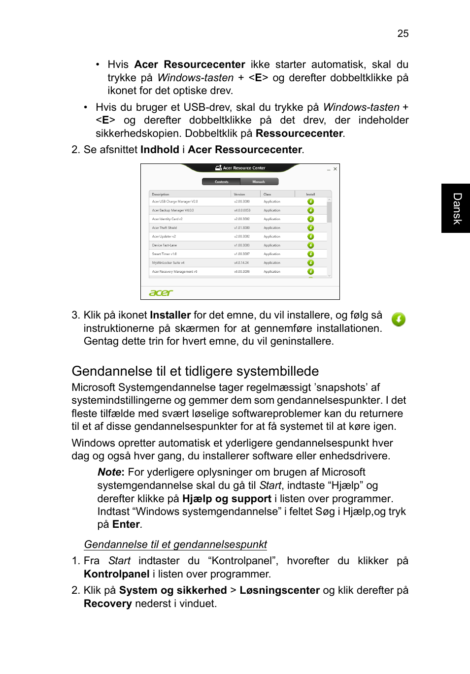 Gendannelse til et tidligere systembillede | Acer TravelMate P653-V User Manual | Page 787 / 2742