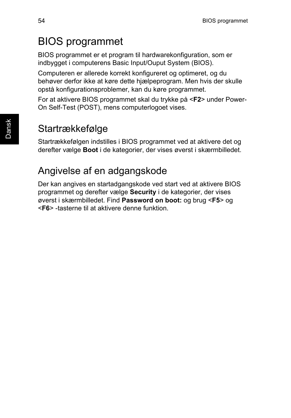 Bios programmet, Startrækkefølge, Angivelse af en adgangskode | Acer TravelMate P653-V User Manual | Page 816 / 2742