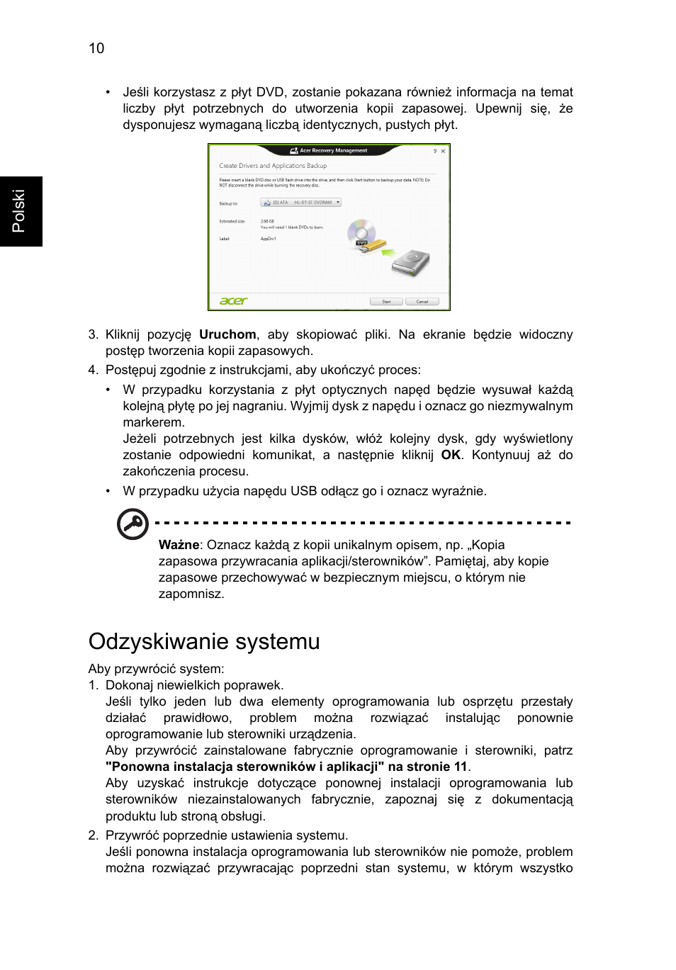 Odzyskiwanie systemu | Acer Aspire V5-571G User Manual | Page 1040 / 2484