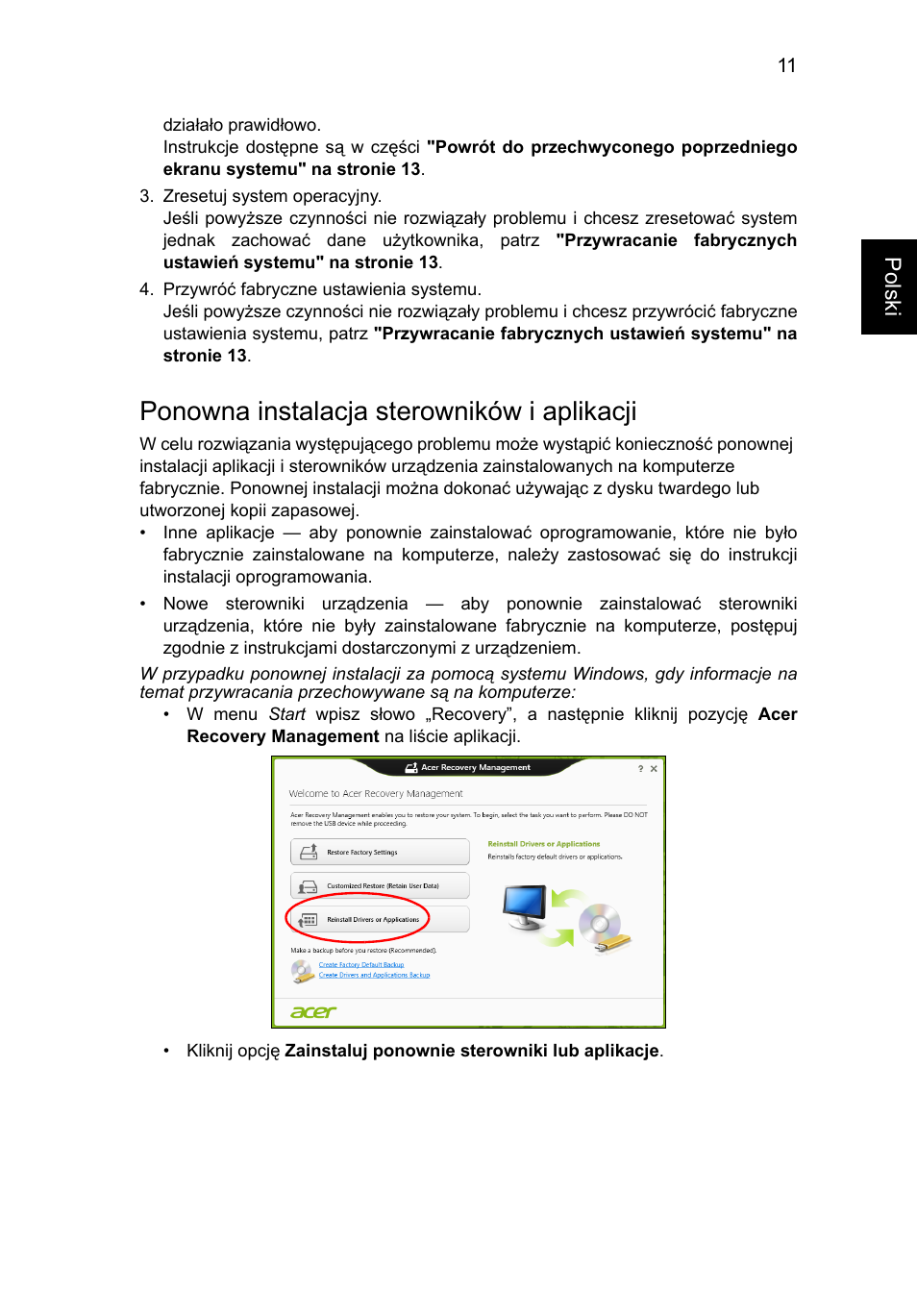 Ponowna instalacja sterowników i aplikacji | Acer Aspire V5-571G User Manual | Page 1041 / 2484