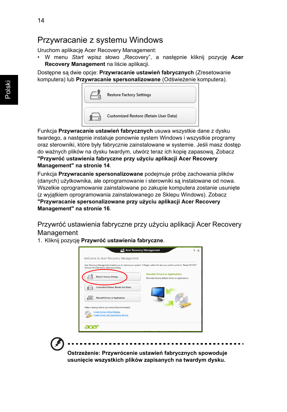 Przywracanie z systemu windows | Acer Aspire V5-571G User Manual | Page 1044 / 2484