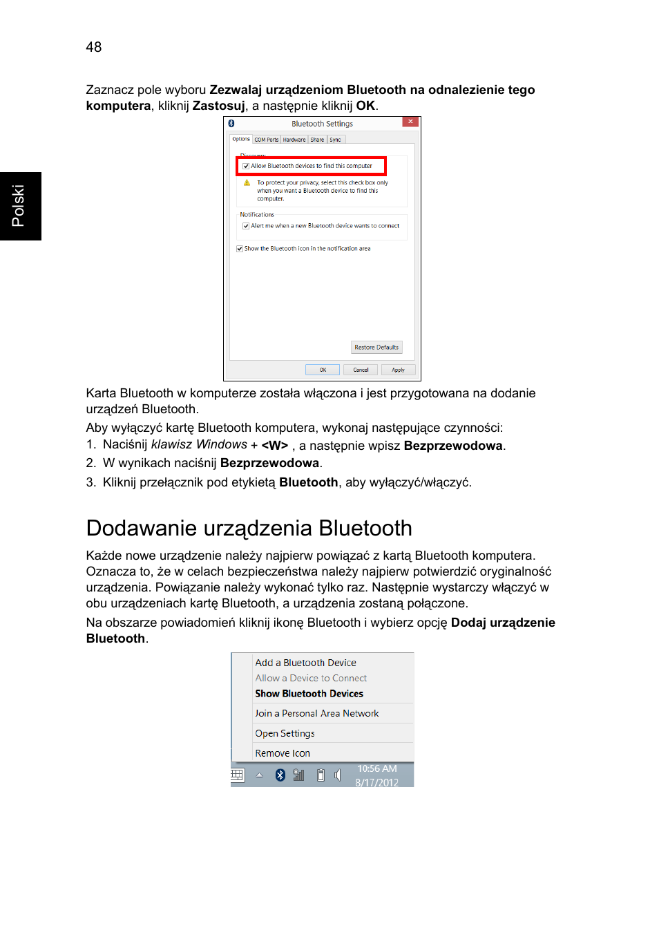 Dodawanie urządzenia bluetooth | Acer Aspire V5-571G User Manual | Page 1078 / 2484