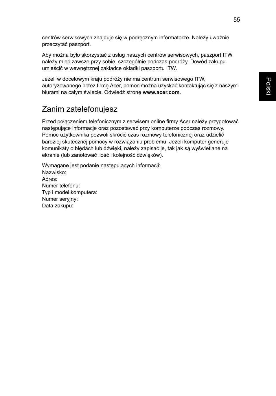 Zanim zatelefonujesz | Acer Aspire V5-571G User Manual | Page 1085 / 2484