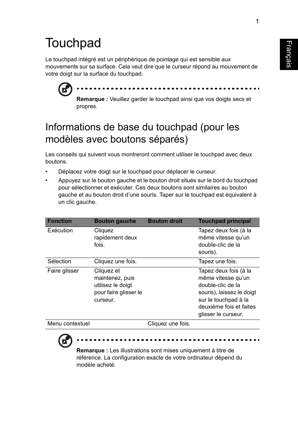 Touchpad, Français | Acer Aspire V5-571G User Manual | Page 109 / 2484