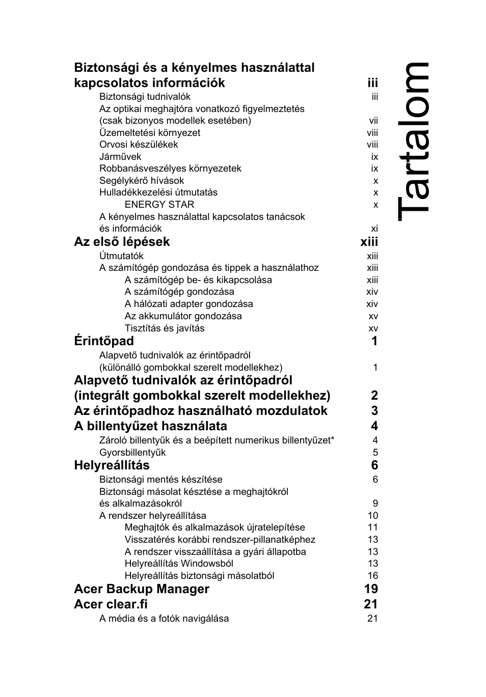 Tartalom, Ta rt al om | Acer Aspire V5-571G User Manual | Page 1111 / 2484