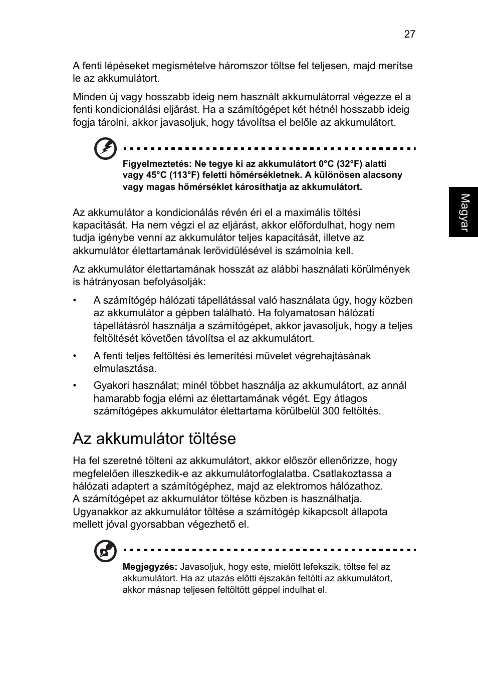 Az akkumulátor töltése | Acer Aspire V5-571G User Manual | Page 1141 / 2484