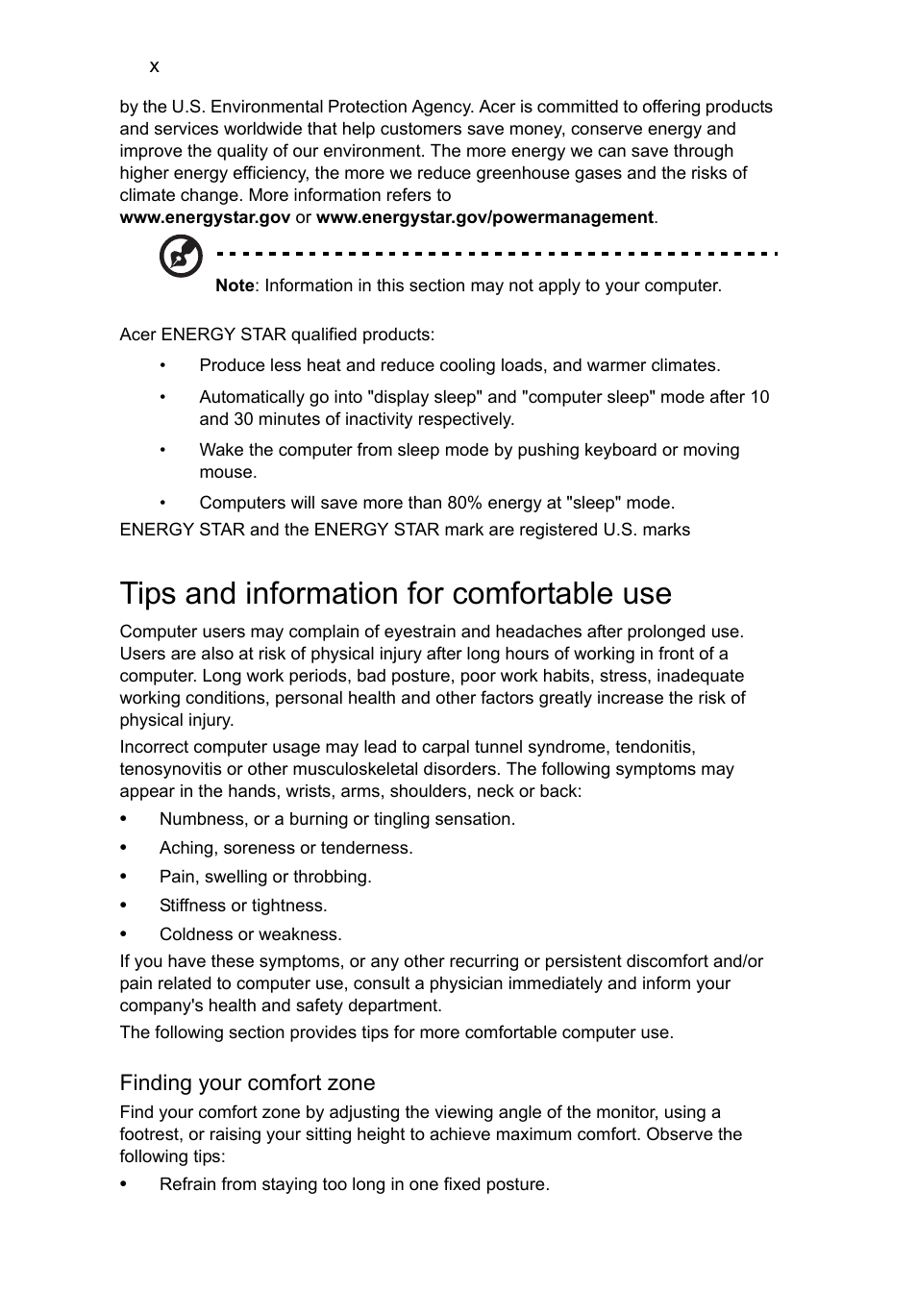 Tips and information for comfortable use | Acer Aspire V5-571G User Manual | Page 12 / 2484