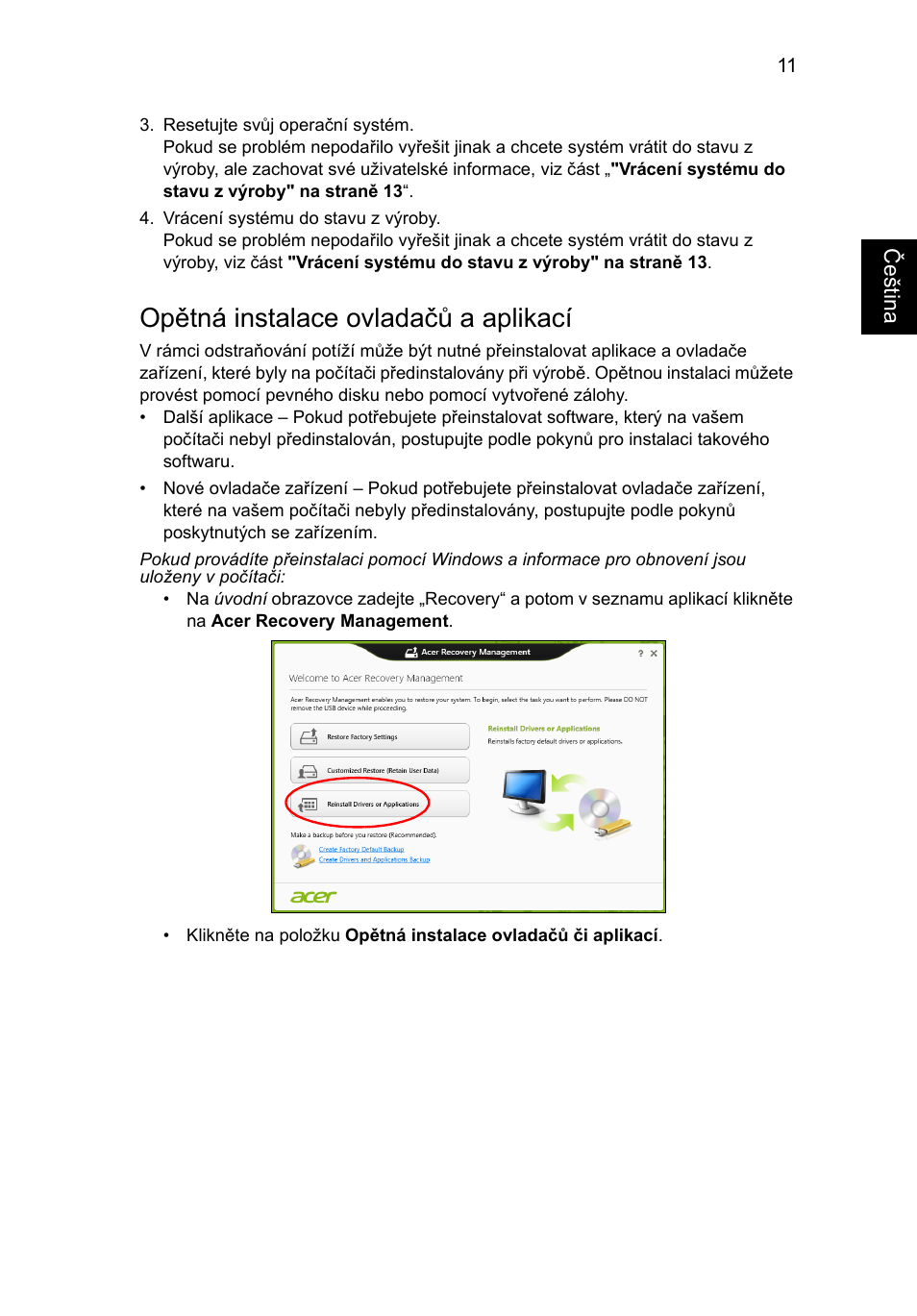 Opětná instalace ovladačů a aplikací | Acer Aspire V5-571G User Manual | Page 1209 / 2484