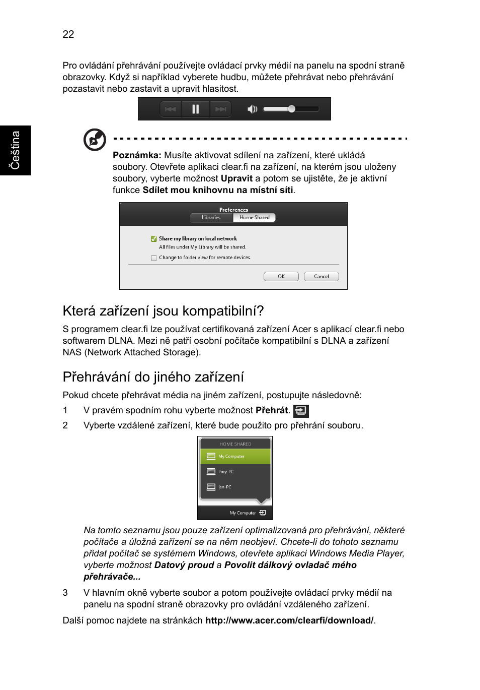 Která zařízení jsou kompatibilní, Přehrávání do jiného zařízení | Acer Aspire V5-571G User Manual | Page 1220 / 2484