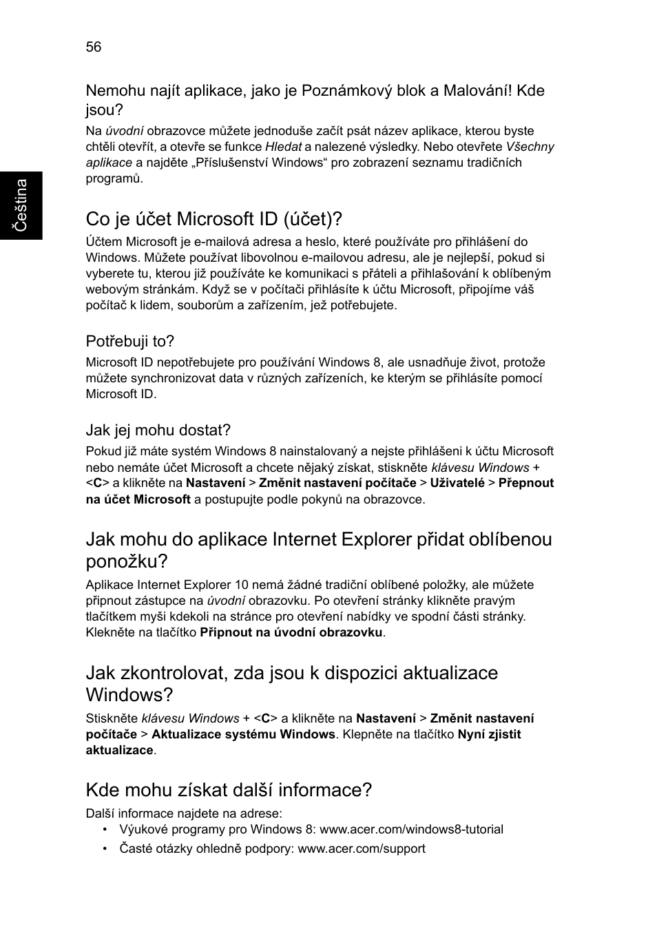 Co je účet microsoft id (účet), Kde mohu získat další informace | Acer Aspire V5-571G User Manual | Page 1254 / 2484