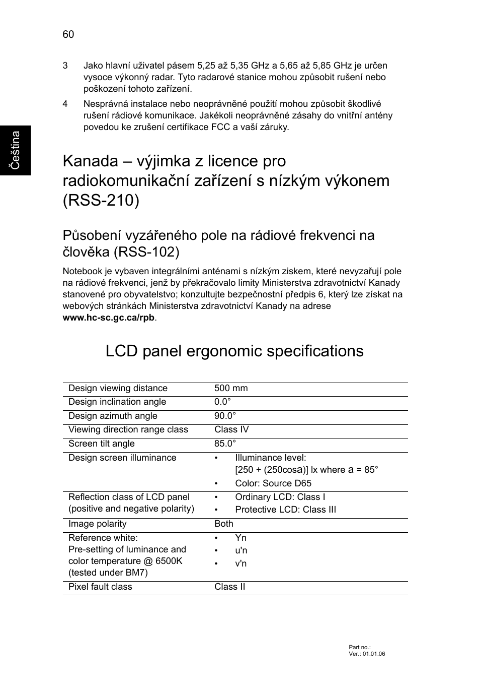 Lcd panel ergonomic specifications | Acer Aspire V5-571G User Manual | Page 1258 / 2484