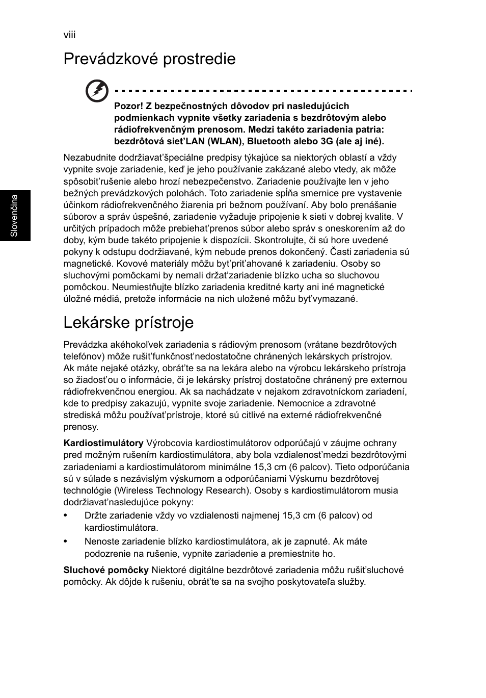 Prevádzkové prostredie, Lekárske prístroje | Acer Aspire V5-571G User Manual | Page 1266 / 2484