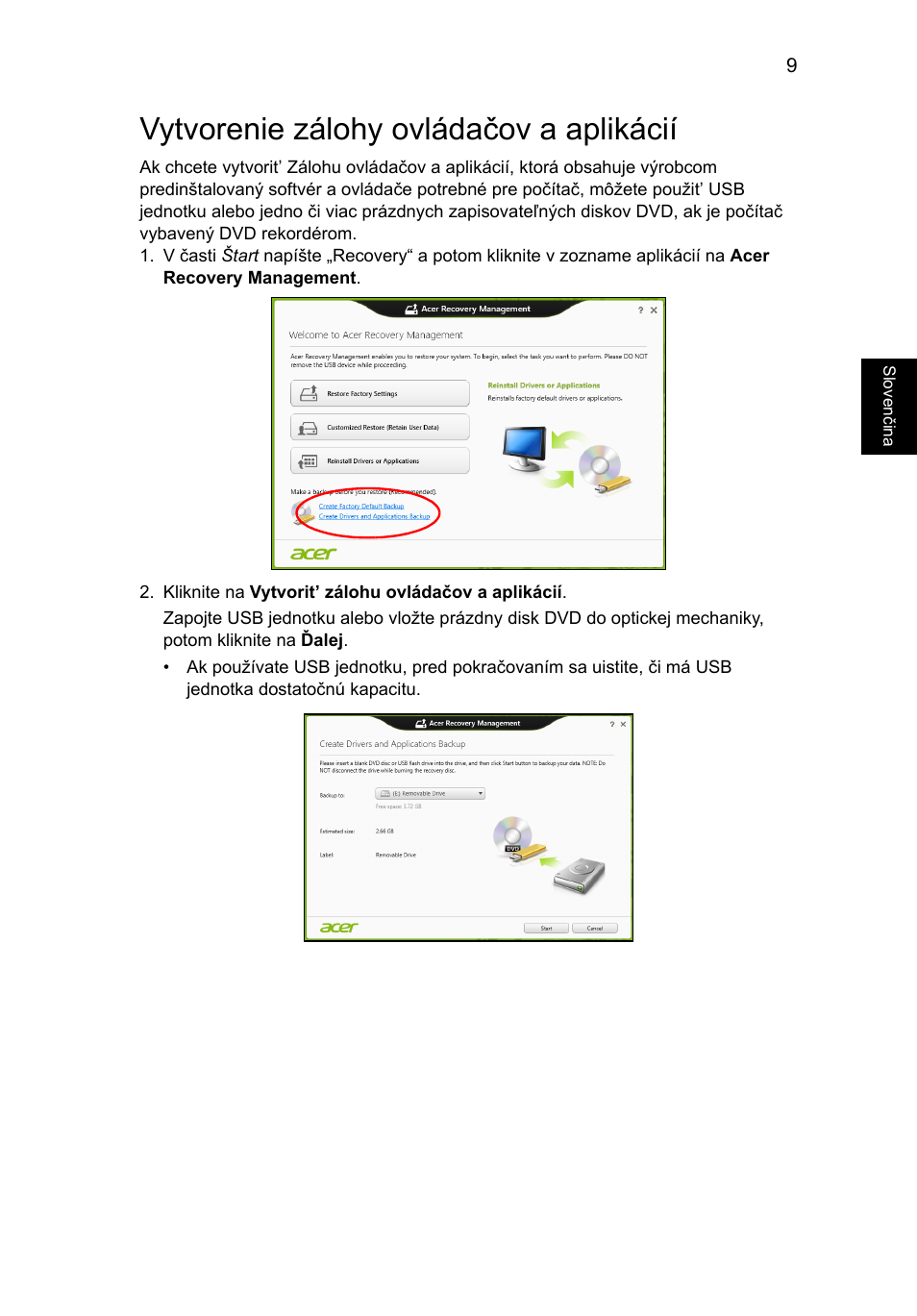 Vytvorenie zálohy ovládačov a aplikácií | Acer Aspire V5-571G User Manual | Page 1287 / 2484