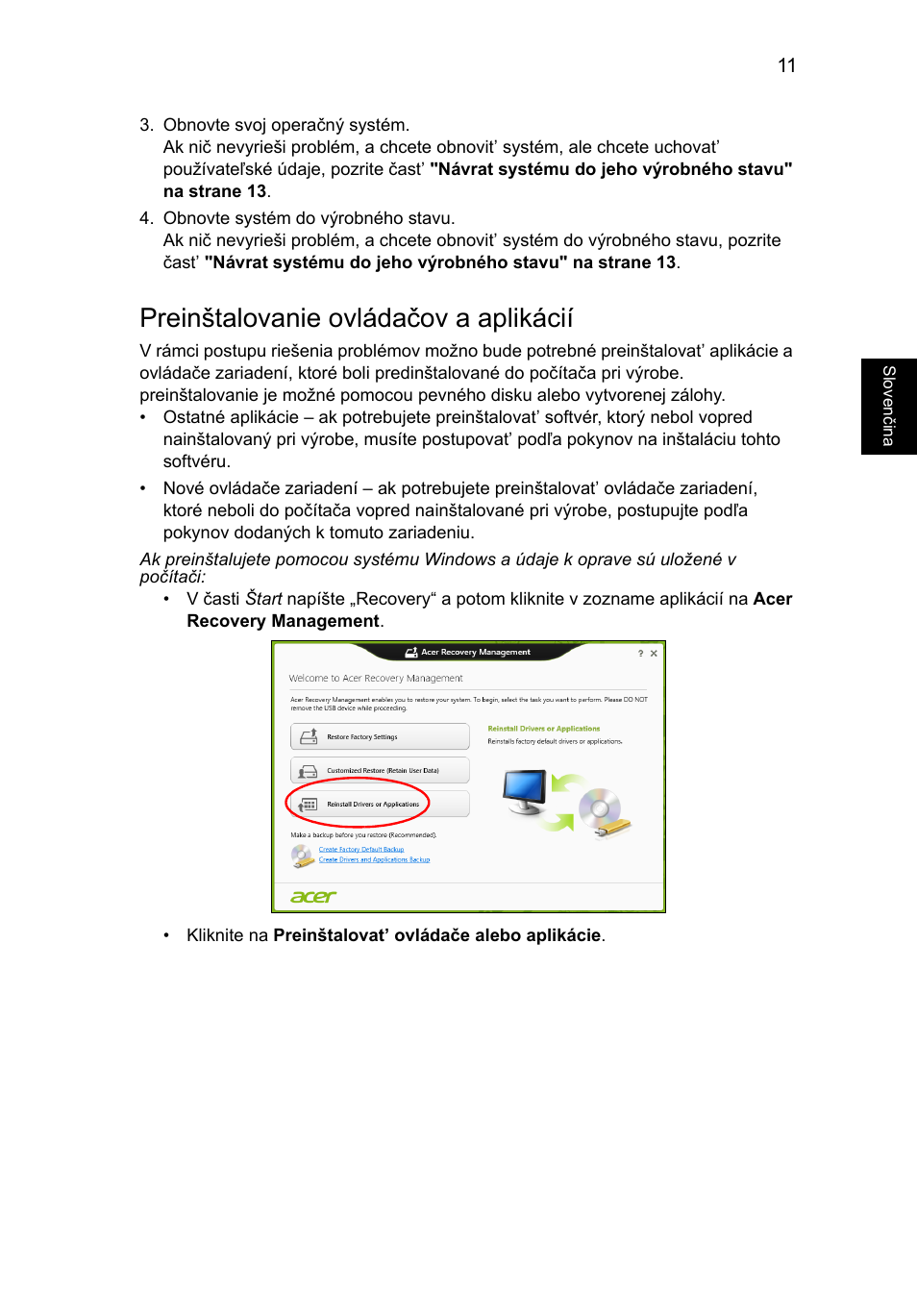 Preinštalovanie ovládačov a aplikácií | Acer Aspire V5-571G User Manual | Page 1289 / 2484