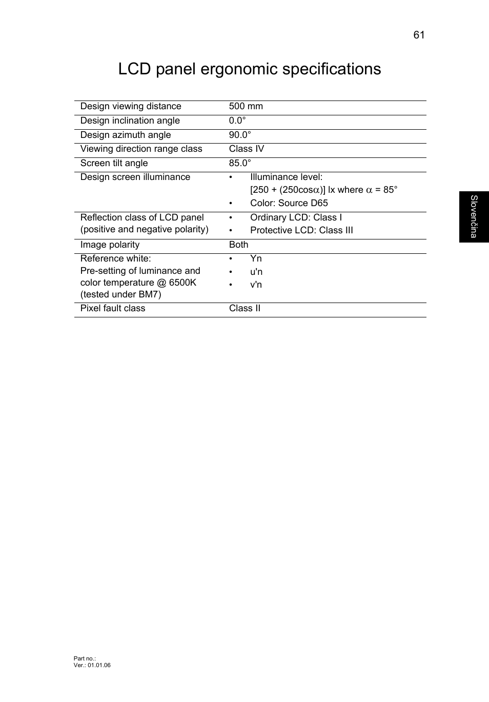 Lcd panel ergonomic specifications | Acer Aspire V5-571G User Manual | Page 1339 / 2484