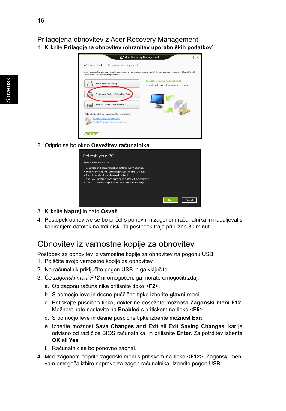 Obnovitev iz varnostne kopije za obnovitev | Acer Aspire V5-571G User Manual | Page 1374 / 2484