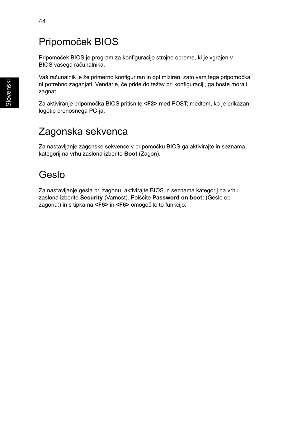 Pripomoček bios, Zagonska sekvenca, Geslo | Acer Aspire V5-571G User Manual | Page 1402 / 2484