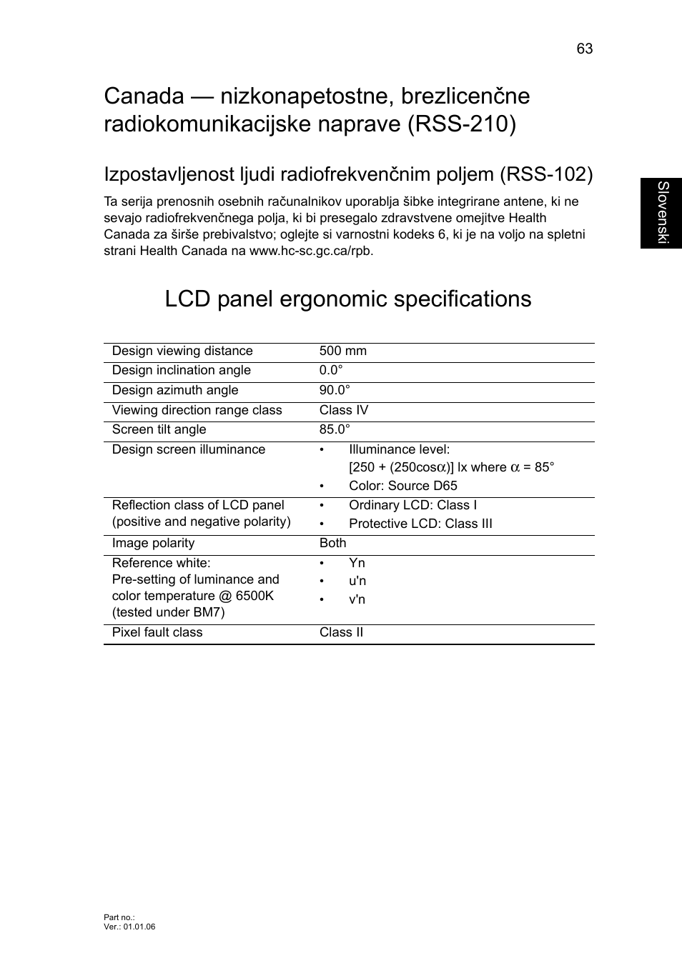 Lcd panel ergonomic specifications | Acer Aspire V5-571G User Manual | Page 1421 / 2484