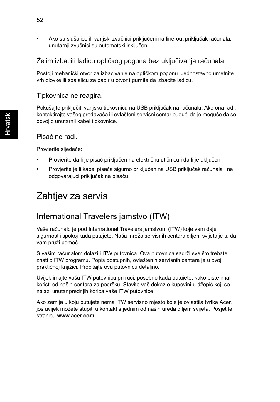 Zahtjev za servis, International travelers jamstvo (itw) | Acer Aspire V5-571G User Manual | Page 1494 / 2484