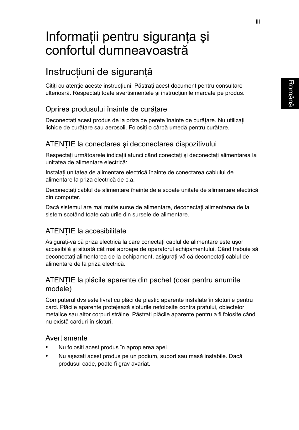 Instrucţiuni de siguranţă | Acer Aspire V5-571G User Manual | Page 1509 / 2484