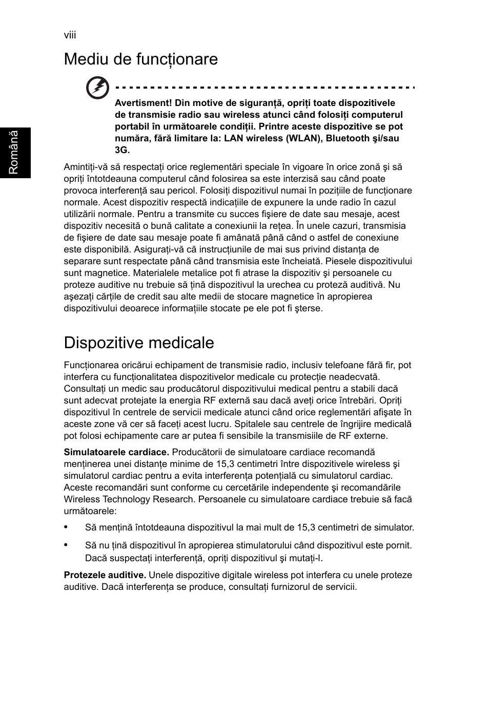 Mediu de funcţionare, Dispozitive medicale | Acer Aspire V5-571G User Manual | Page 1514 / 2484