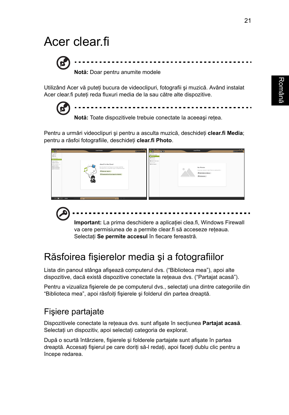 Acer clear.fi, Răsfoirea fişierelor media şi a fotografiilor, Fişiere partajate | Acer Aspire V5-571G User Manual | Page 1547 / 2484