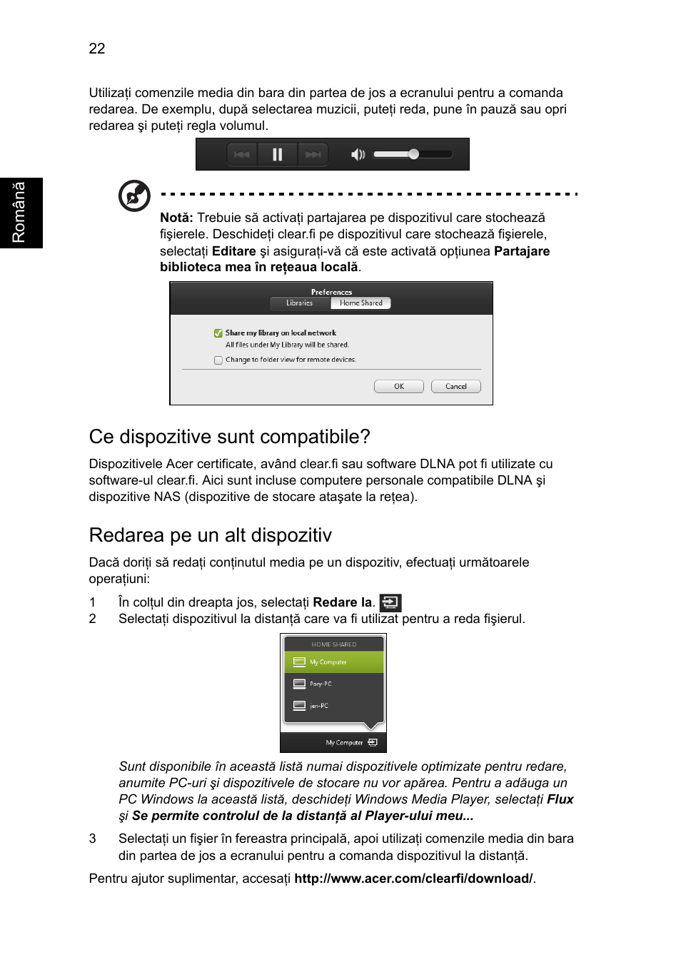 Ce dispozitive sunt compatibile, Redarea pe un alt dispozitiv | Acer Aspire V5-571G User Manual | Page 1548 / 2484