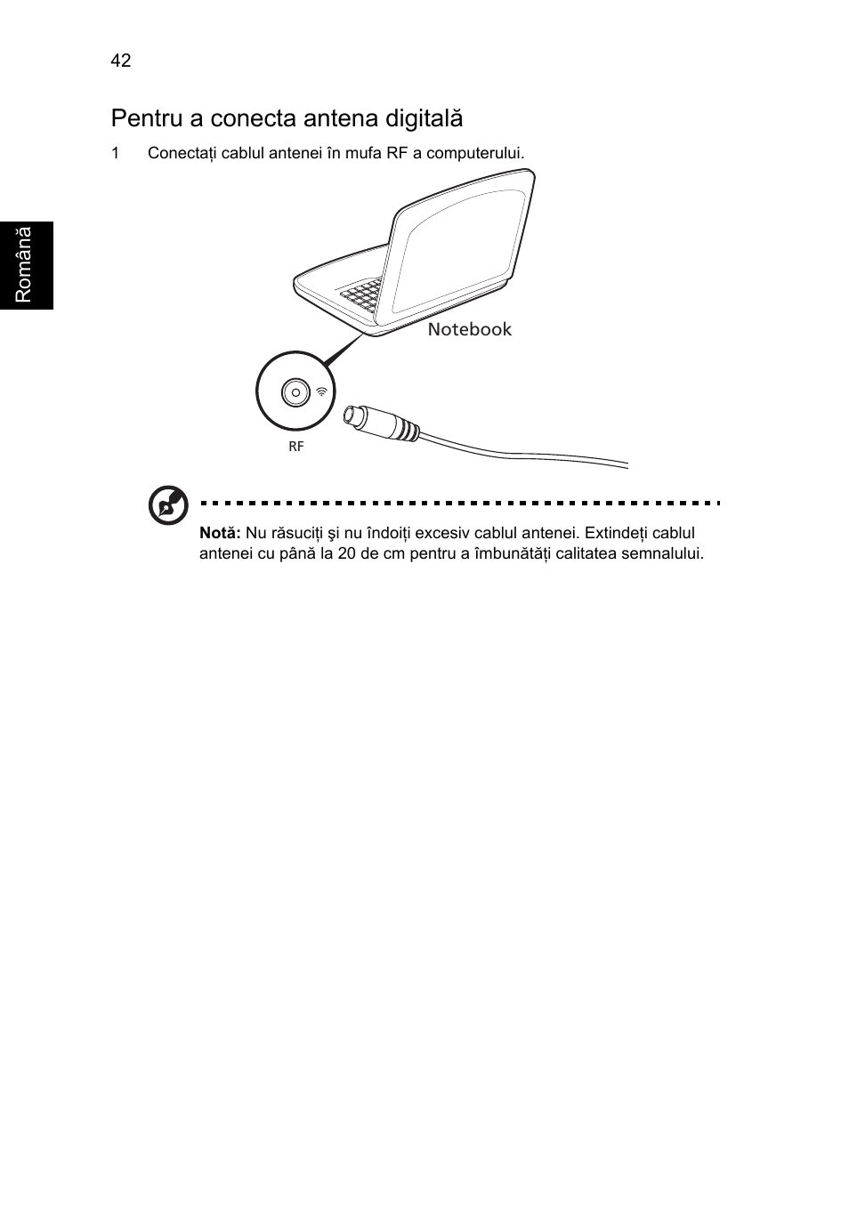 Pentru a conecta antena digitală | Acer Aspire V5-571G User Manual | Page 1568 / 2484