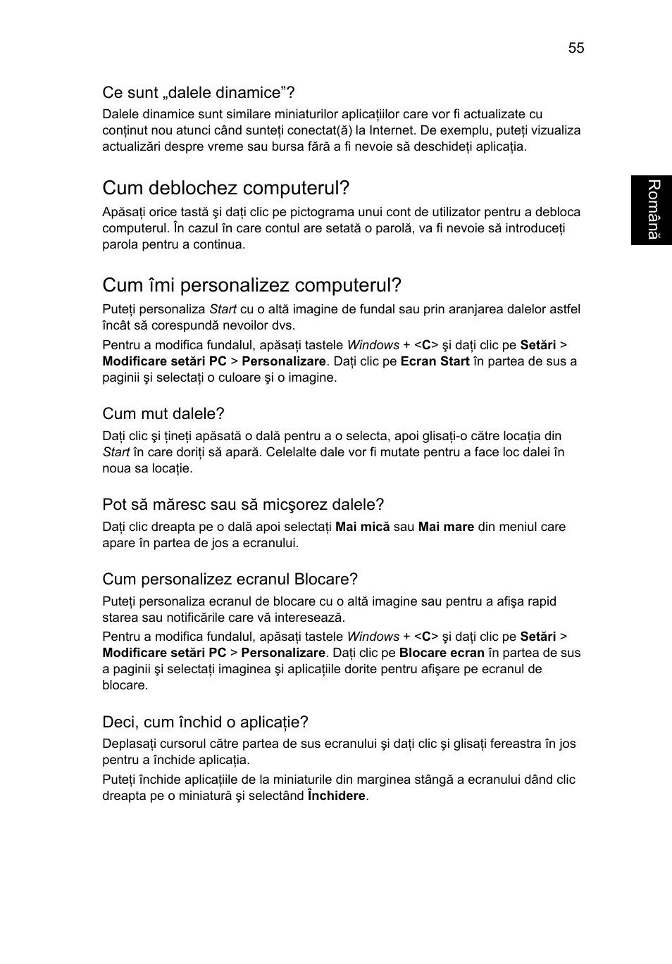 Cum deblochez computerul, Cum îmi personalizez computerul | Acer Aspire V5-571G User Manual | Page 1581 / 2484