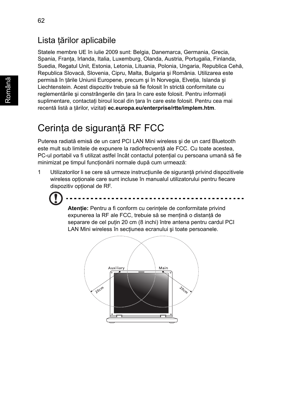 Cerinţa de siguranţă rf fcc, Lista ţărilor aplicabile | Acer Aspire V5-571G User Manual | Page 1588 / 2484