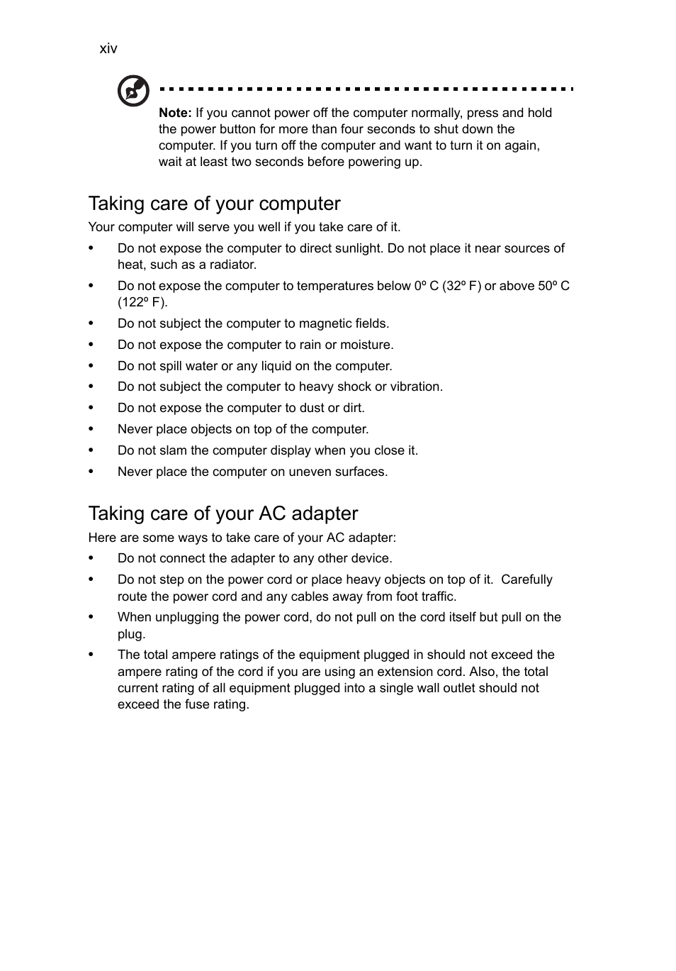 Taking care of your computer, Taking care of your ac adapter | Acer Aspire V5-571G User Manual | Page 16 / 2484