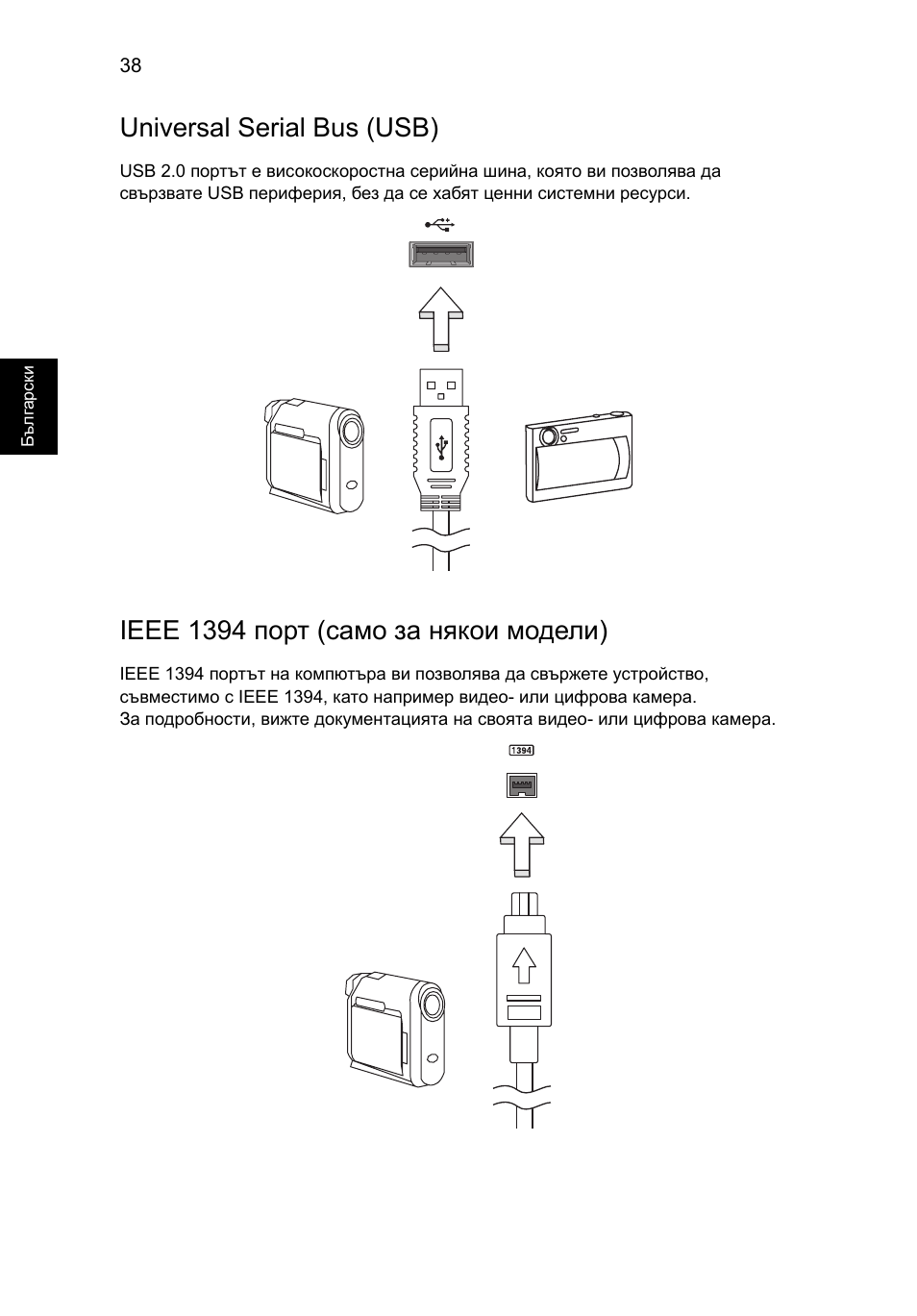 Universal serial bus (usb), Ieee 1394 порт (само за някои модели) | Acer Aspire V5-571G User Manual | Page 1648 / 2484